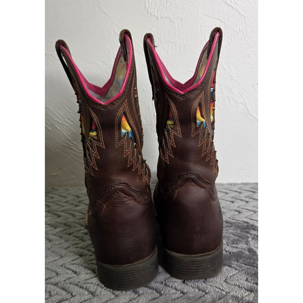 Ariat Kids Quickdraw VentTEK Western Boot Distressed Brown Serape Youth Size 3.5 - Picture 4 of 11